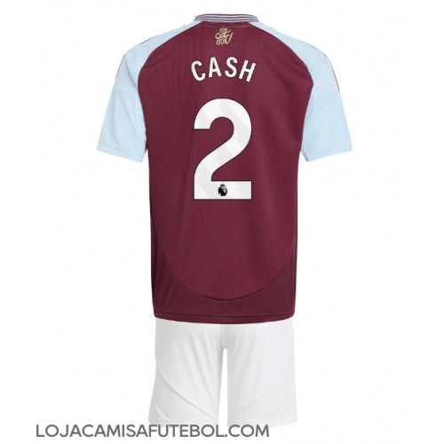 Camisa de Futebol Aston Villa Matty Cash #2 Equipamento Principal Infantil 2024-25 Manga Curta (+ Calças curtas)